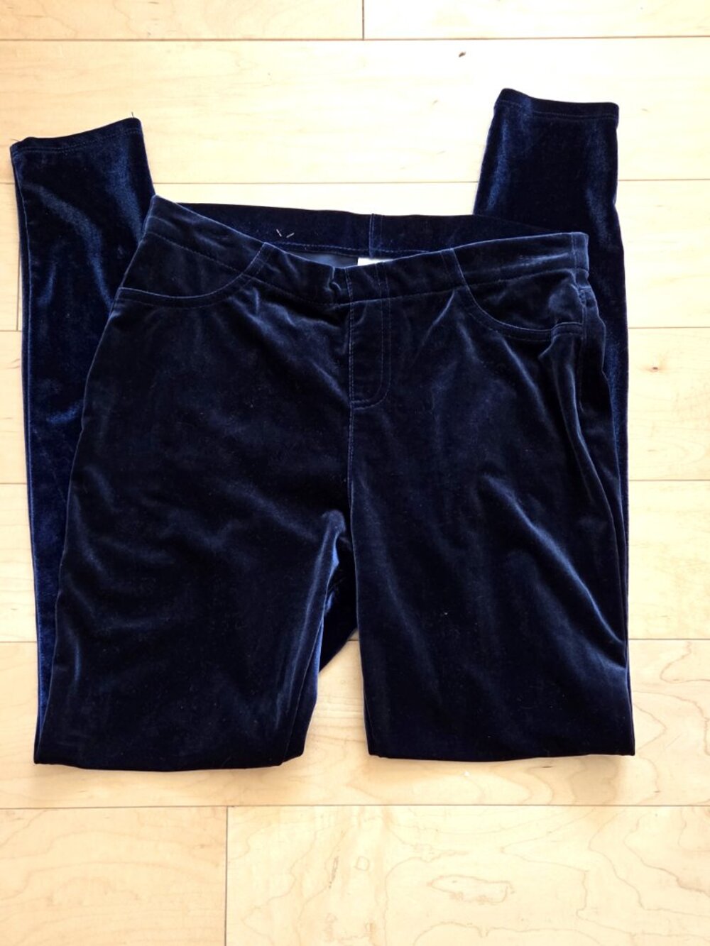 Time and Tru size M (8-10) Navy Indigo Velvet Slim Cut Pants Leggings Pockets